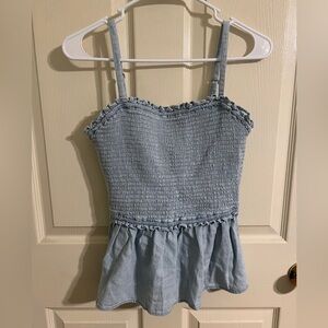 NWT Old Navy smocked peplum chambray denim tank